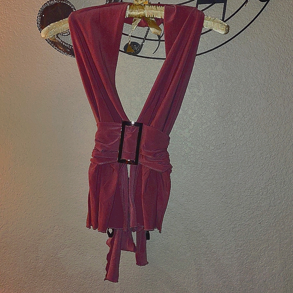 Open back halter top with a wrap around tie